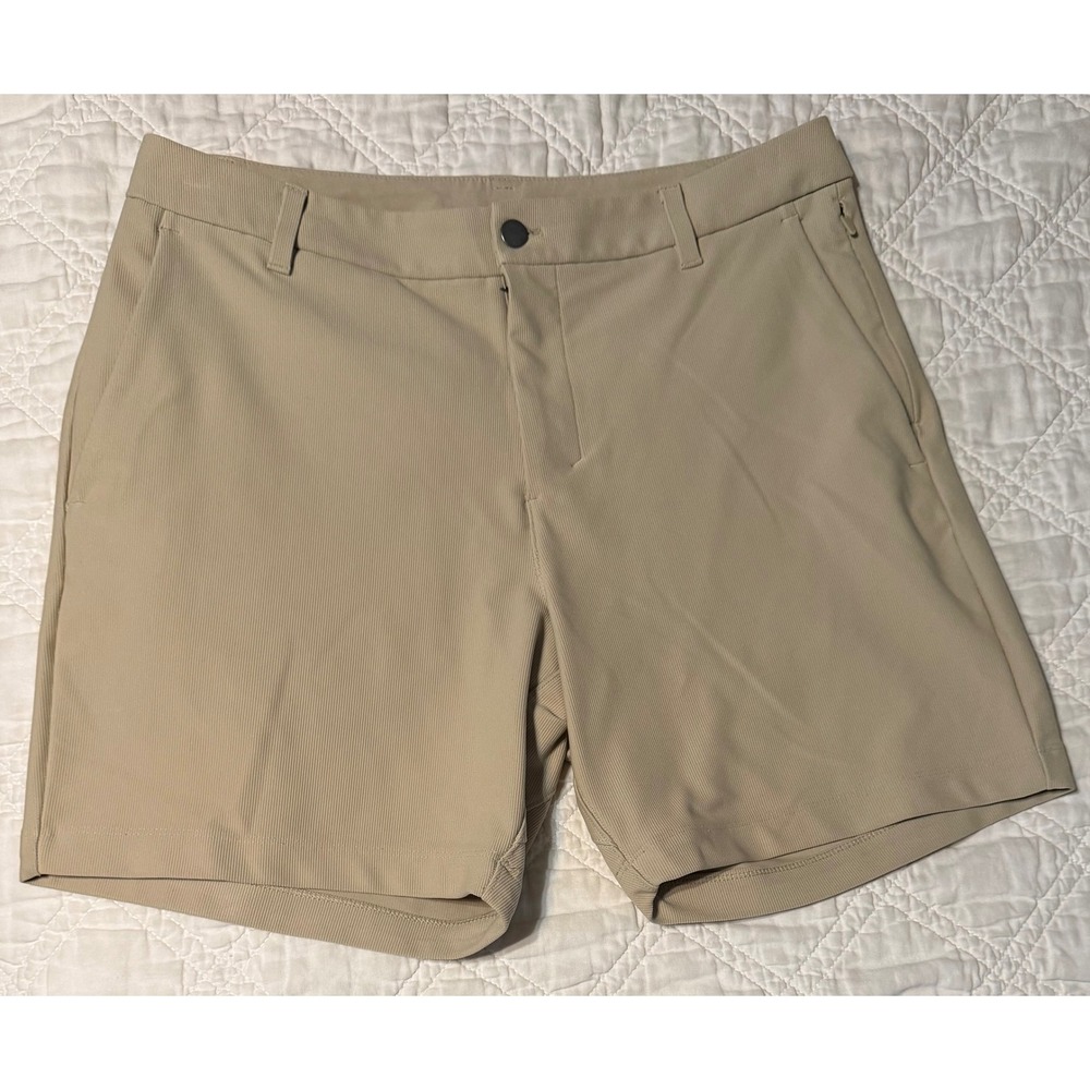 Lululemon Mens Commission Corduroy Shorts Tan Beige Size 34 Golf Casual Chino